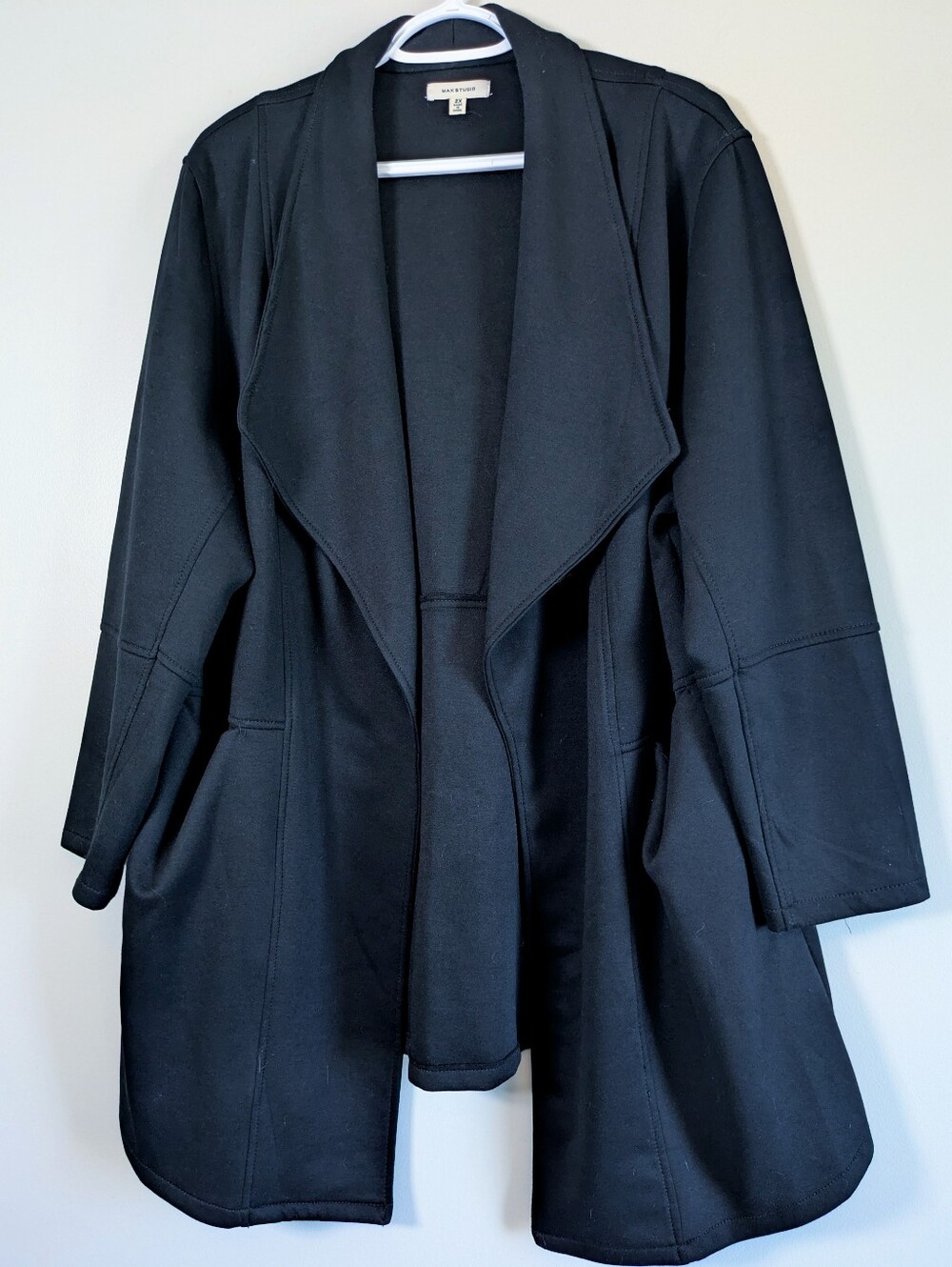 Max Studio | Black Open Front Jacket Ponte Knit | 2X